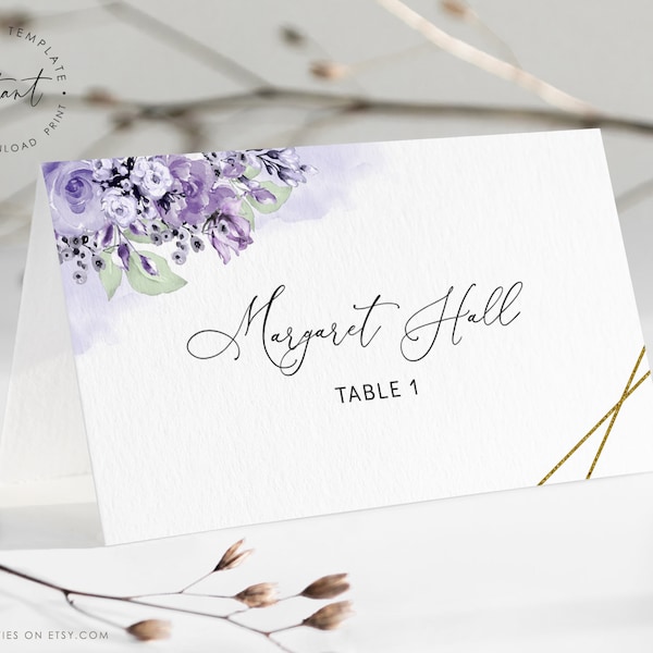 Purple Place Card - Etsy
