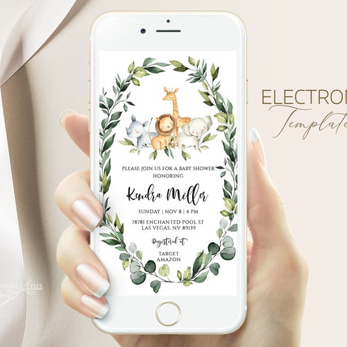 Safari Baby Shower Evite Baby Shower Evite Template Gender Etsy Australia