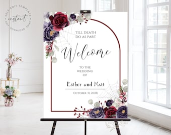 Gothic Wedding Welcome Sign Template, Til Death Do Us Part Wedding Sign, Halloween Wedding Welcome Sign, Gothic Bridal Shower Poster, ESTHER