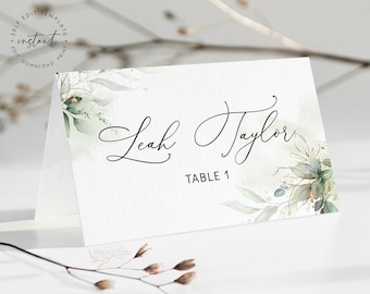 Greenery Wedding Place Card Template: KELSEY DIY Printable (Digital Download)