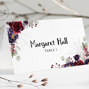 Halloween Platzkarten Vorlage, Halloween Party, Halloween Hochzeit Platzkarte, Gothic Hochzeit Platzkarte, Til Death Do Us Part Hochzeit ESTHER