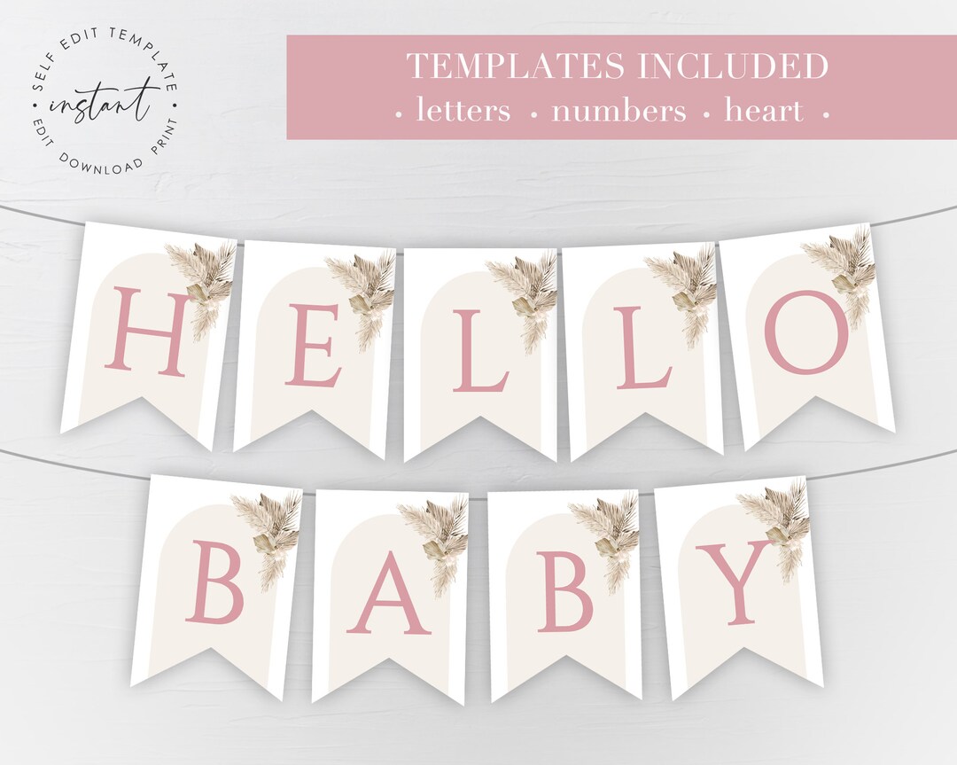 Girl Baby Shower Banner Template, Printable Editable Baby Shower Banner
