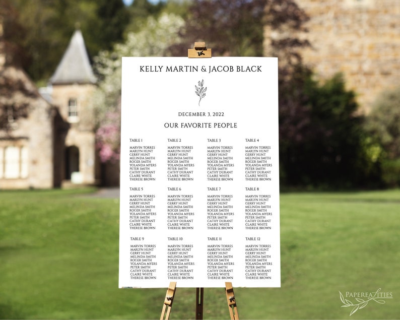 KELLY Find Your Seat Minimalist Seating Chart Seating Chart Template Editable Wedding Seat Plan Guest List Board Reception Poster