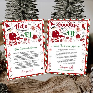 Plantilla de carta de llegada de elfo editable Carta de regreso de elfo navideño imprimible Carta de bienvenida de elfo Carta de hola adiós de su nota de elfo, EL01