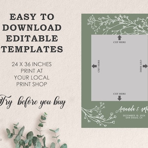 Sage Green Floral Wedding Photo Booth Frame Template (Digital Download)