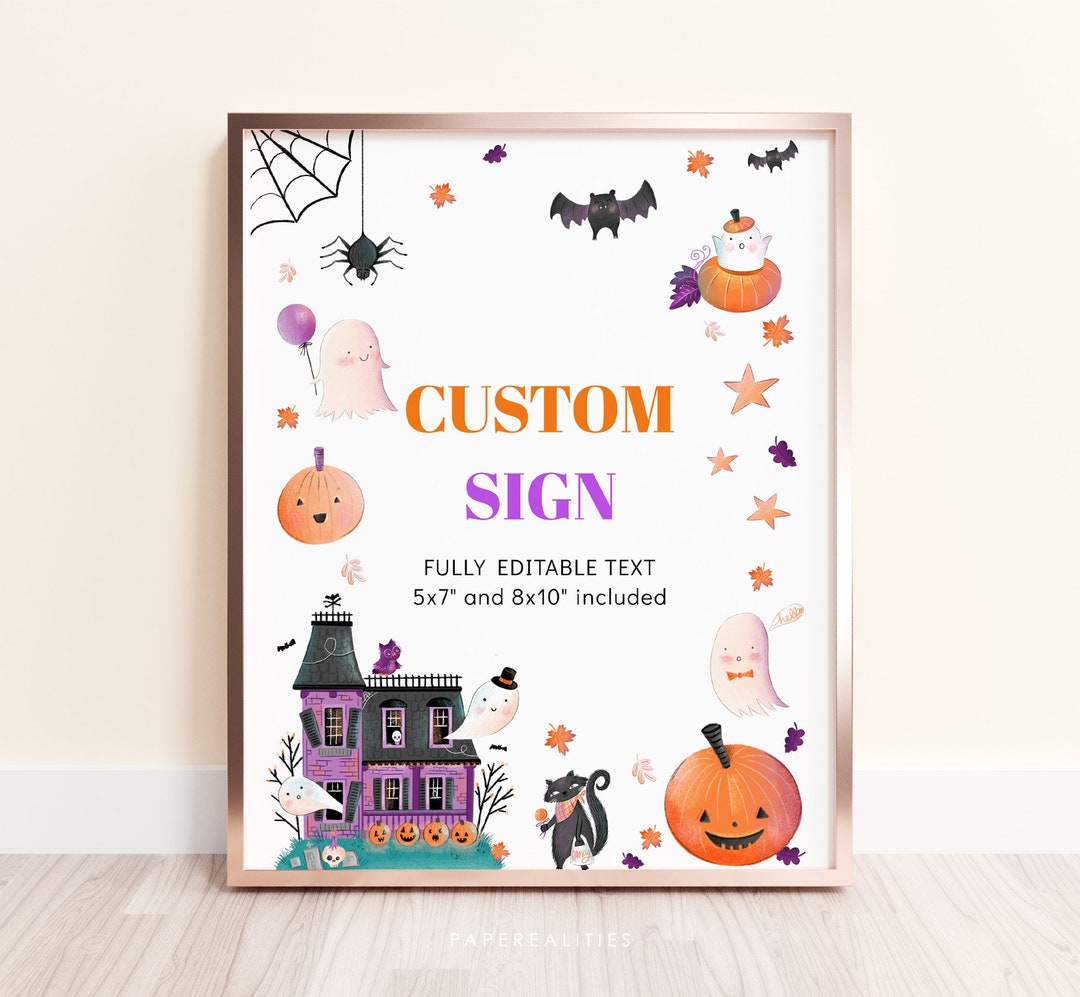Halloween Custom Sign 8x10 and 5x7 Template, Cute Halloween Sign ...