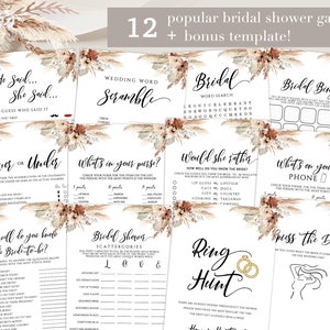 Modern Boho Bridal Shower Games Bundle Template, Printable Editable Bridal Shower Games, Bridal Party Games, Boho Wedding Shower Games, ELLA