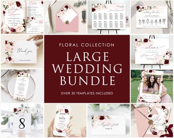 Floral Wedding Invitation Suite: Editable Stationery Set (Digital Download)