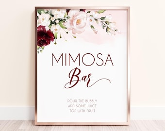 Floral Mimosa Bar Sign: Editable Bridal Shower Printable (8x10) (Digital Download)