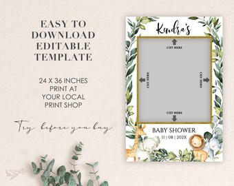 Jungle Safari Baby Shower Photo Booth Frame Template (Digital Download)
