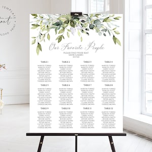 SERENE - 座席表テンプレート、結婚式の座席表、編集可能な座席プラン、座席表、ゲストリストボード、披露宴ポスター、座席の検索