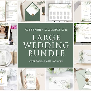 Wedding Template Bundle, Greenery Wedding Invitation, Printable Wedding Invite Suite, DIY Wedding, Greenery Wedding Stationery Bundle KELSEY