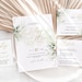 KELSEY - Minimalist Greenery Wedding Invitation Template, Wedding Invitation, Printable Wedding Invitation Template Set, Greenery Faux Gold