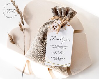 Floral Wedding Favor Tag Template: Burnt Orange CILLA (Digital Download)