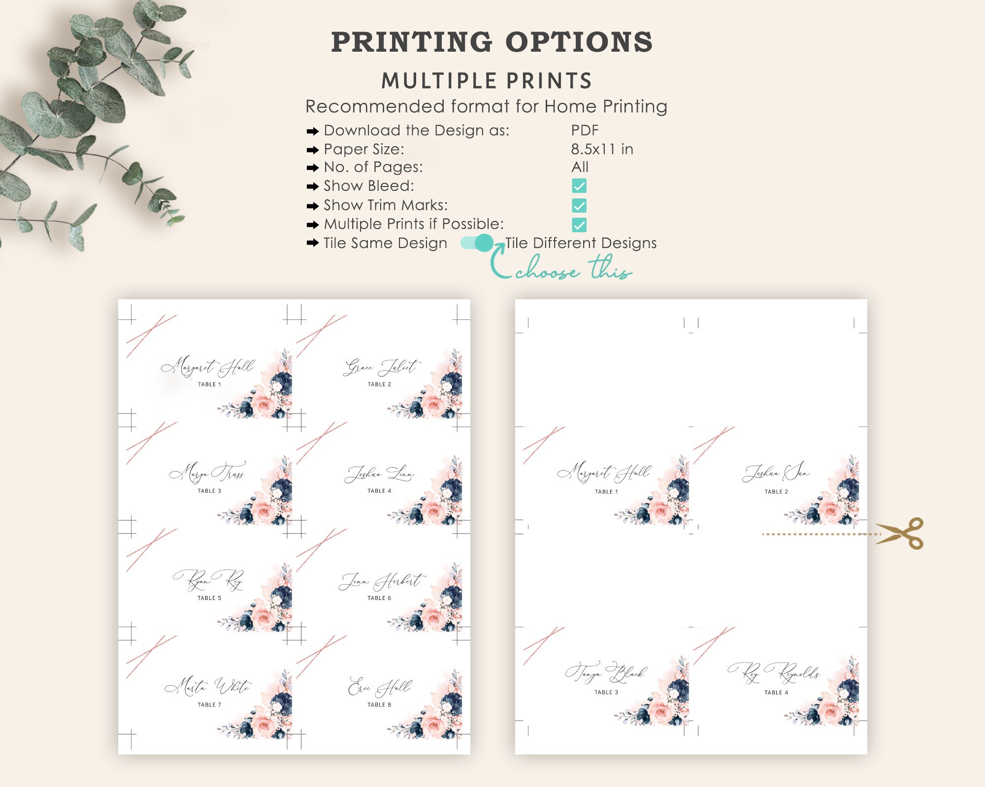 ALESSI Rose Gold Place Card Template Download Printable - Etsy