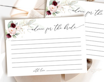 Floral Bridal Shower Advice Card Template (Digital Download)