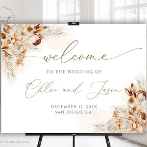 Burnt Orange Floral Wedding Welcome Sign Template (Digital Download)