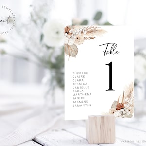 Boho Wedding Table Seating Chart Template, Seating Chart Card, Stampabile Seating Chart Plan, Seating Cards, Boho Seating Chart DIY, ELLA