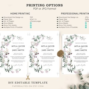 Wildflower Wedding Invitation Suite: Plum, Sage Green (Digital Download) image 9