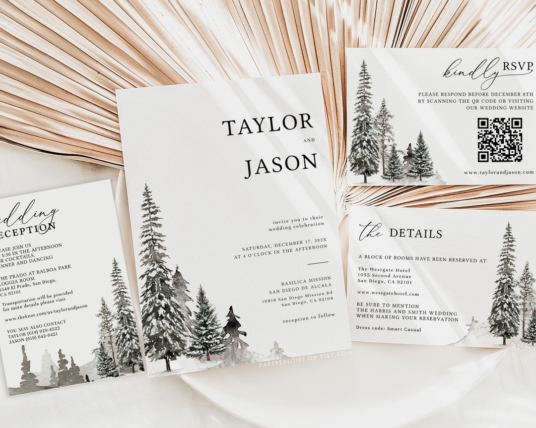 Forest Wedding Invitation Suite Template Woodland Wedding Invite ...