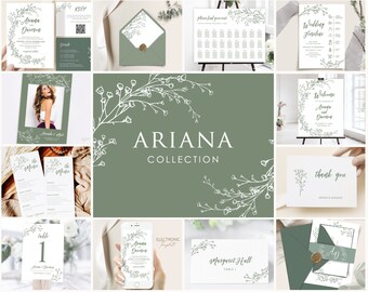 Sage Green Wedding Invitation Bundle: Minimalist Elegant Design (Digital Download)