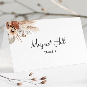 Boho matrimonio segnaposto modello, moderno Boho floreale matrimonio segnaposto tenda tipo piatto nome carta, Boho matrimonio modificabile segnaposto, ELLA