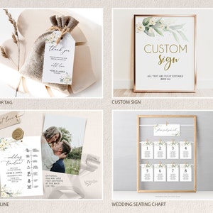 HERA - White Floral Wedding Bundle Template, Large Wedding Bundle, Wedding Invitation Suite ...