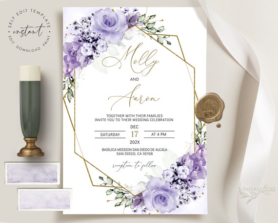 MOLLY Plantilla de invitación de boda lila invitación de - Etsy México MOLLY Plantilla de invitación de boda lila invitación de - Etsy México