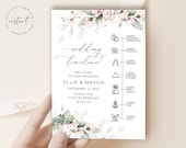 Greenery Wedding Agenda Template: Blush Floral Timeline (Digital Download)