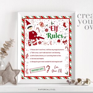 Printable Editable Elf Sign Template, EDITABLE Elf Rules Sign 8x10", Printable Elf Template, Instant Download Corjl, EL01