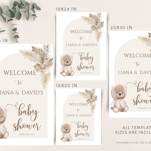 Bear Baby Shower Welcome Sign Template, Printable Bear Welcome Sign ...