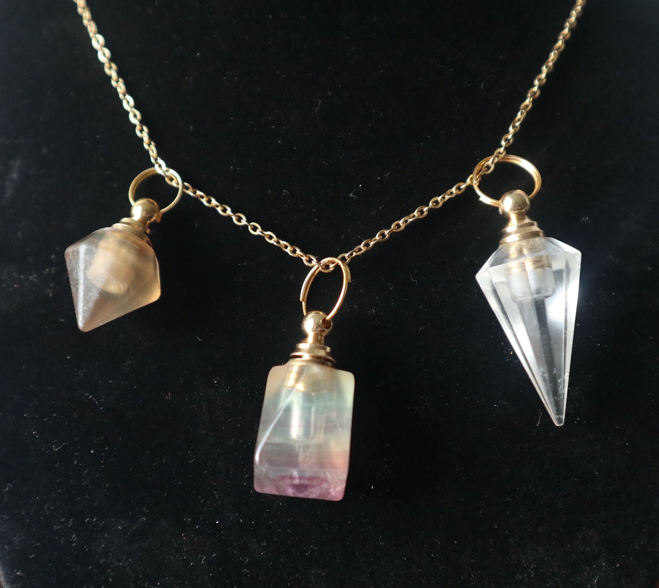 Crystal Bottle Pendant Necklace Etsy