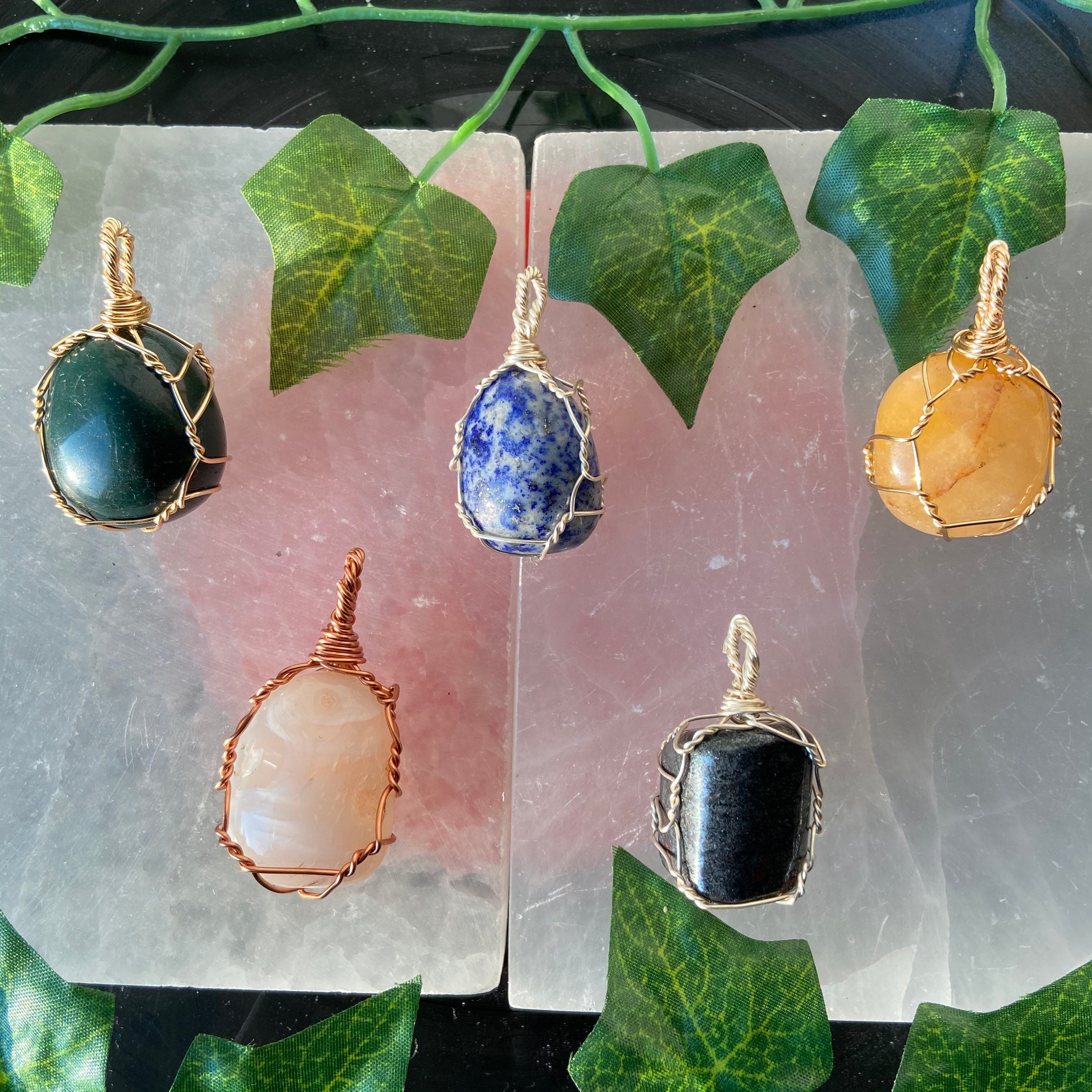 Handwrapped Crystal Necklace Pendant