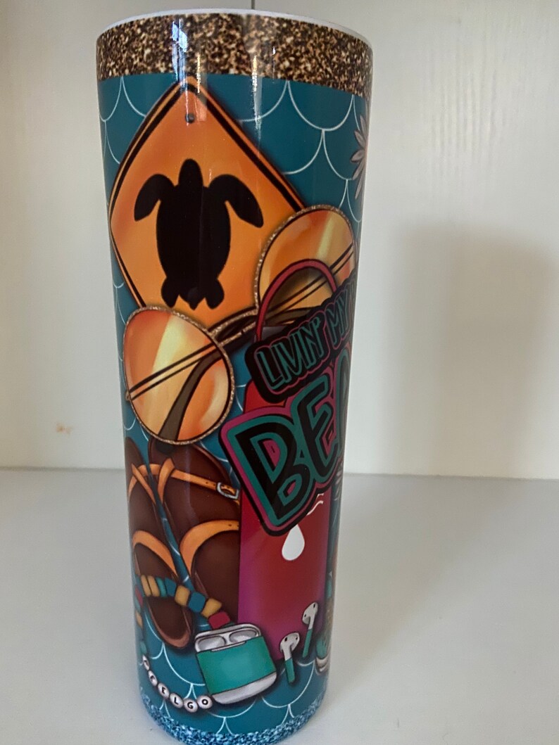Download Livin My Best Beach Life 20oz Skinny Tumbler w/lid & straw ...