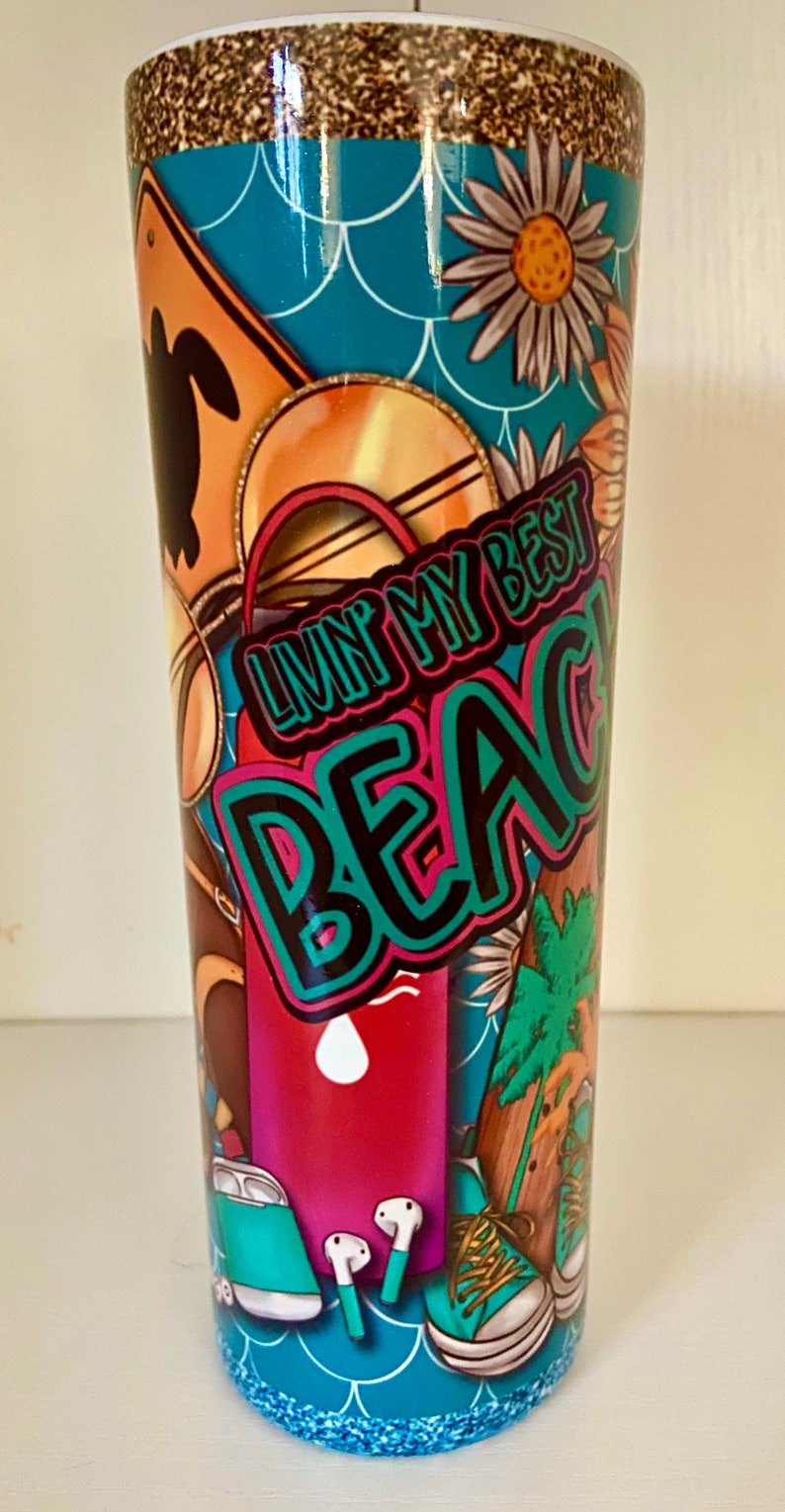 Download Livin My Best Beach Life 20oz Skinny Tumbler w/lid & straw ...