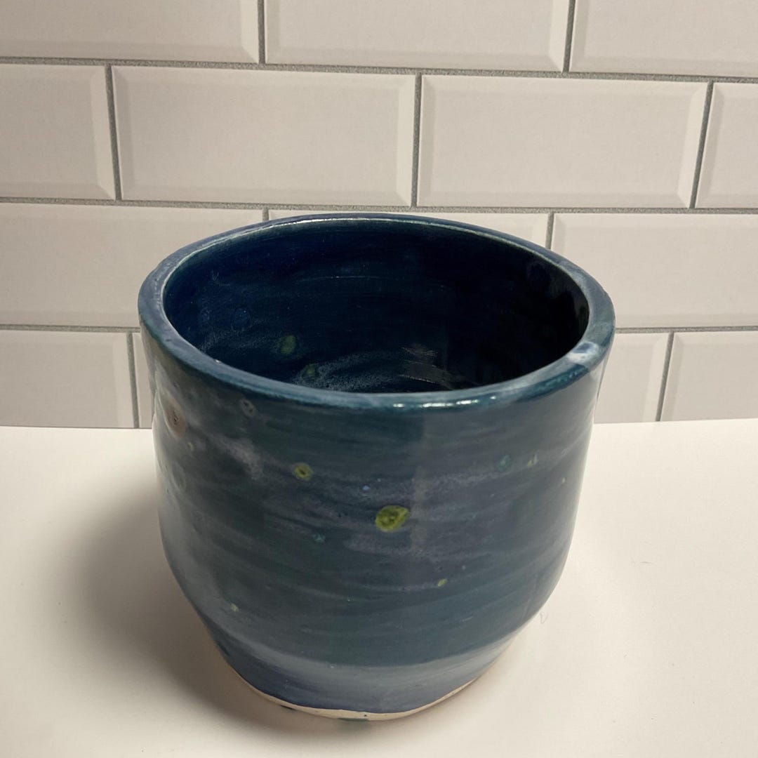 Wheel Thrown Ceramic Blue Rainbow Speckled Bowl Handmade Pottery Vessel ...