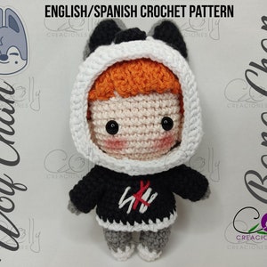 Crochet PATTERN- CHAN/wolfchan - Stray Kids/SKZoo- pdf tutorial English/Español - DIGITAL instant download pattern