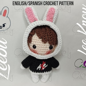Crochet PATTERN- Lee Know/LEEBIT - Stray Kids/SKZoo- pdf tutorial English/Español - DIGITAL instant download pattern