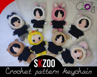 Crochet PATTERNS - 8 members of Stray Kids, keychain SKZOO version - PDF tutorial English/Español - Digital instant download pattern
