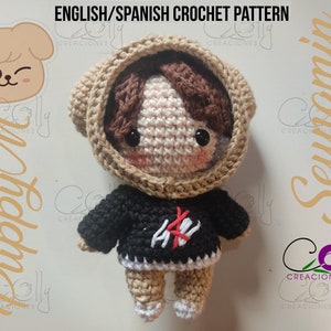 Crochet PATTERN- SEUNGMIN/PuppyM - Stray Kids/SKZoo- pdf tutorial English/Español - DIGITAL instant download pattern
