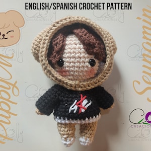 Crochet PATTERN- SEUNGMIN/PuppyM - Stray Kids/SKZoo- pdf tutorial English/Español - DIGITAL instant download pattern