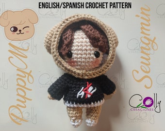 Crochet PATTERN- SEUNGMIN/PuppyM - Stray Kids/SKZoo- tutoriel pdf Anglais/Español - Modèle de téléchargement instantané NUMÉRIQUE