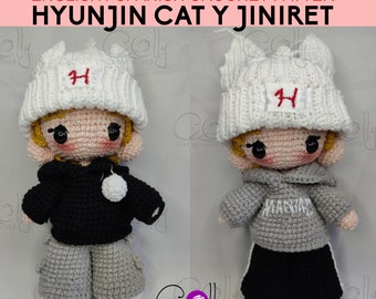 Haakpatroon - HYUNJIN Kat en Jiniret hoed – Zwerfkinderen - PDF-tutorial Engels/Spaans - Digitaal instant downloadpatroon
