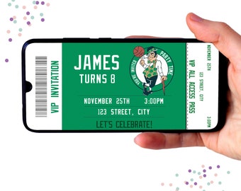 Editable Boston Celtics Birthday Invitation | Canva Digital Template ...