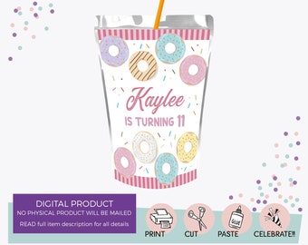 Donuts Capri Sun Label - Donuts Digital Printable Capri Sun Label - Donuts Party ideas - Donuts Birthday Party