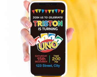 Uno card game invitation - Digital Birthday Party Invitation -