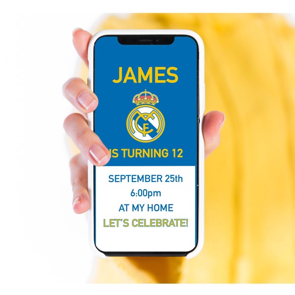 Real Madrid invitation - Digital Birthday Party Invitation -