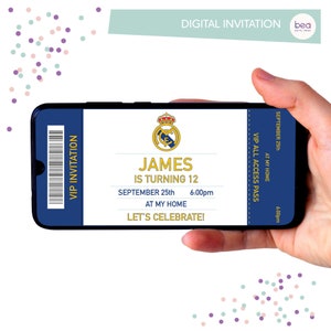 Real Madrid Einladung - Digitale Geburtstagsparty-Einladung -