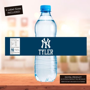 NY Yankees Bottle Label - Digital Printable bottle Wrapper water juice gatorade bottle label tag