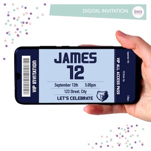 Basketball Grizzlies inspirierte Einladung - Digitale Geburtstagsparty-Einladung -